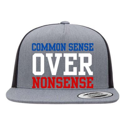 Harris Walz 2024 Common Sense Over Nonsense Flat Bill Trucker Hat