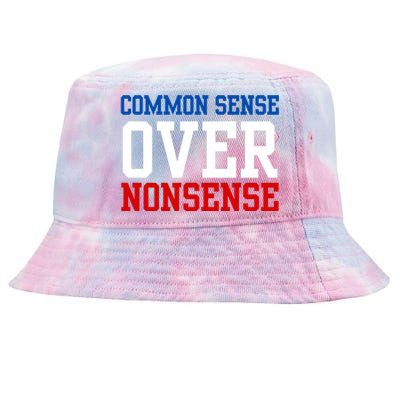 Harris Walz 2024 Common Sense Over Nonsense Tie-Dyed Bucket Hat