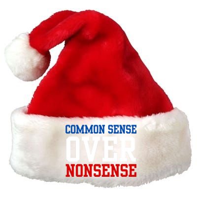 Harris Walz 2024 Common Sense Over Nonsense Premium Christmas Santa Hat