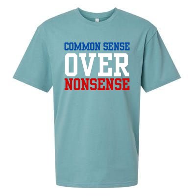 Harris Walz 2024 Common Sense Over Nonsense Sueded Cloud Jersey T-Shirt