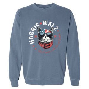 Harris Waltz 2024 Election Us American Flag Garment-Dyed Sweatshirt