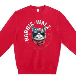 Harris Waltz 2024 Election Us American Flag Premium Crewneck Sweatshirt