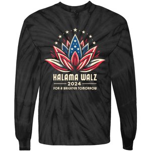 Harris Walz 2024 Presidential Campaign American Lotus Tie-Dye Long Sleeve Shirt