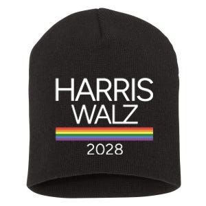 Harris Walz 2028 Lgbtq Rainbow Pride Flag For President Short Acrylic Beanie