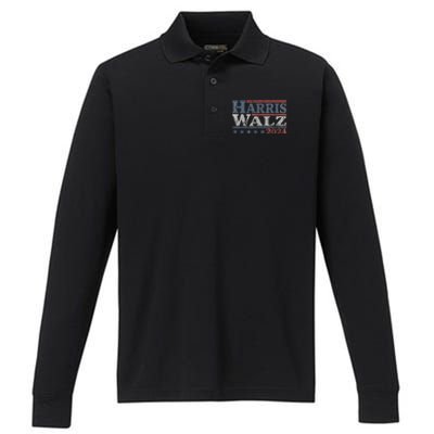 Harris Waltz 2024 Election Kamala Harris Tim Waltz 2024 Performance Long Sleeve Polo