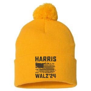 Harris Waltz 2024 Election Kamala Harris Tim Waltz 2024 Pom Pom 12in Knit Beanie