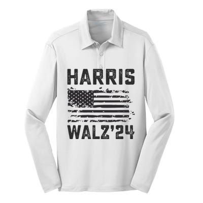 Harris Waltz 2024 Election Kamala Harris Tim Waltz 2024 Silk Touch Performance Long Sleeve Polo