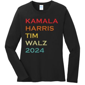 Harris Walz 2024 Harris For President Vote For Kamala Ladies Long Sleeve Shirt