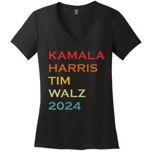 Harris Walz 2024 Harris For President Vote For Kamala Women's V-Neck T-Shirt