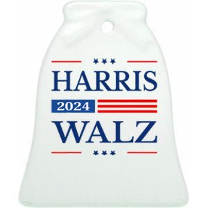 Harris Walz 2024 Kamala Harris 2024 Tim Walz 2024 Usa Flag Ceramic Bell Ornament