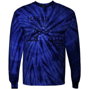 Harris Walz 2024 President American Flag Kamala Harris Waltz Tie-Dye Long Sleeve Shirt