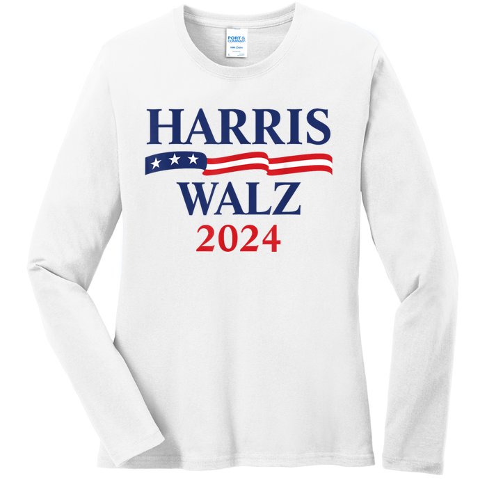 Harris Waltz 2024 Election Kamala Harris Tim Waltz 2024 Ladies Long Sleeve Shirt