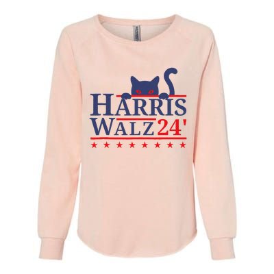 Harris Waltz 2024 Kamala Tim Cat Election Design Womens California Wash Sweatshirt