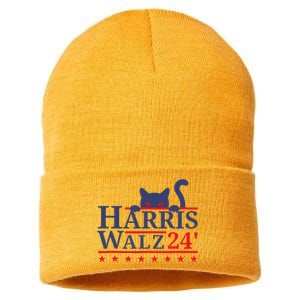 Harris Waltz 2024 Kamala Tim Cat Election Design Sustainable Knit Beanie