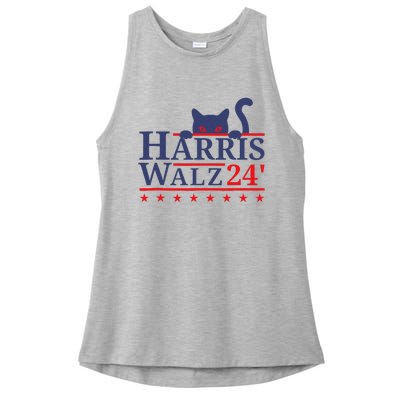 Harris Waltz 2024 Kamala Tim Cat Election Design Ladies PosiCharge Tri-Blend Wicking Tank