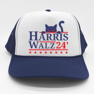 Harris Waltz 2024 Kamala Tim Cat Election Design Trucker Hat