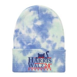 Harris Waltz 2024 Kamala Tim Cat Election Design Tie Dye 12in Knit Beanie