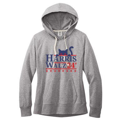 Harris Waltz 2024 Kamala Tim Cat Election Design Women's Fleece Hoodie