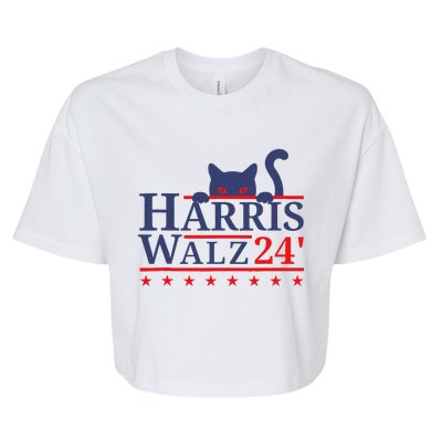 Harris Waltz 2024 Kamala Tim Cat Election Design Bella+Canvas Jersey Crop Tee