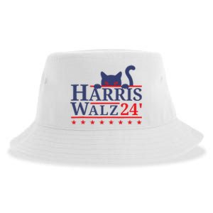 Harris Waltz 2024 Kamala Tim Cat Election Design Sustainable Bucket Hat