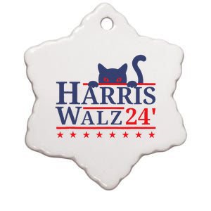 Harris Waltz 2024 Kamala Tim Cat Election Design Ceramic Star Ornament