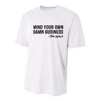 Harris Walz 2024 Mind Your Own Damn Business Youth Performance Sprint T-Shirt