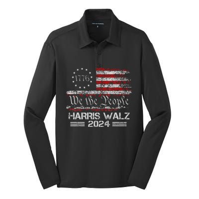 Harris Waltz 2024 Election Kamala Harris Tim Waltz 2024 Silk Touch Performance Long Sleeve Polo