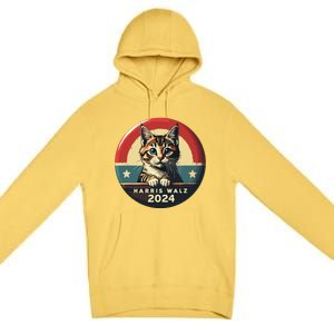 Harris Walz 2024 Funny Cat Election Kamala Harris Tim Waltz Premium Pullover Hoodie