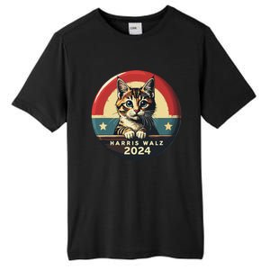 Harris Walz 2024 Funny Cat Election Kamala Harris Tim Waltz Tall Fusion ChromaSoft Performance T-Shirt