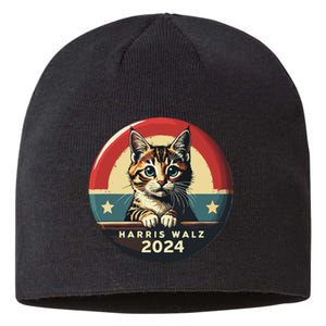 Harris Walz 2024 Funny Cat Election Kamala Harris Tim Waltz Sustainable Beanie