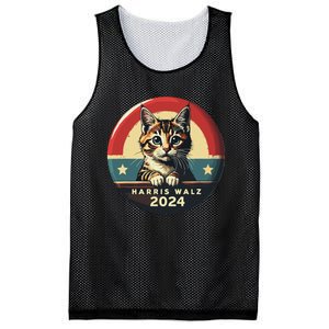 Harris Walz 2024 Funny Cat Election Kamala Harris Tim Waltz Mesh Reversible Basketball Jersey Tank