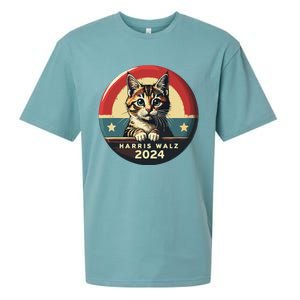 Harris Walz 2024 Funny Cat Election Kamala Harris Tim Waltz Sueded Cloud Jersey T-Shirt