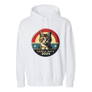 Harris Walz 2024 Funny Cat Election Kamala Harris Tim Waltz Garment-Dyed Fleece Hoodie