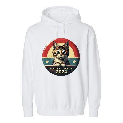 Harris Walz 2024 Funny Cat Election Kamala Harris Tim Waltz Garment-Dyed Fleece Hoodie