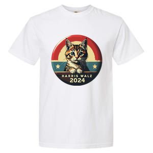 Harris Walz 2024 Funny Cat Election Kamala Harris Tim Waltz Garment-Dyed Heavyweight T-Shirt