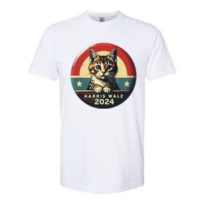 Harris Walz 2024 Funny Cat Election Kamala Harris Tim Waltz Softstyle CVC T-Shirt