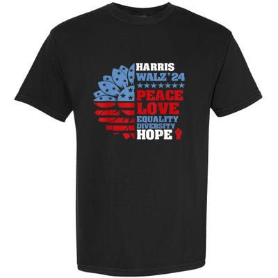 Harris Walz 2024 Peace Love Equality Diversity Hope Lgbt Garment-Dyed Heavyweight T-Shirt