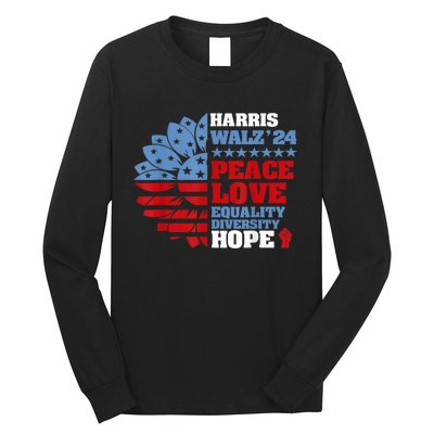 Harris Walz 2024 Peace Love Equality Diversity Hope Lgbt Long Sleeve Shirt