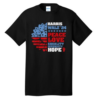 Harris Walz 2024 Peace Love Equality Diversity Hope Lgbt Tall T-Shirt