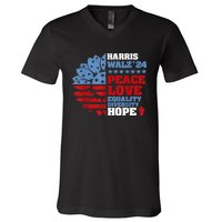 Harris Walz 2024 Peace Love Equality Diversity Hope Lgbt V-Neck T-Shirt