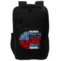 Harris Walz 2024 Peace Love Equality Diversity Hope Lgbt Impact Tech Backpack