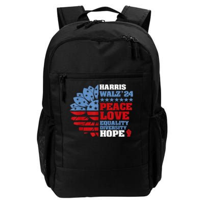 Harris Walz 2024 Peace Love Equality Diversity Hope Lgbt Daily Commute Backpack