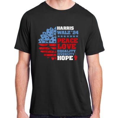 Harris Walz 2024 Peace Love Equality Diversity Hope Lgbt Adult ChromaSoft Performance T-Shirt