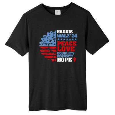 Harris Walz 2024 Peace Love Equality Diversity Hope Lgbt Tall Fusion ChromaSoft Performance T-Shirt