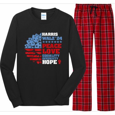 Harris Walz 2024 Peace Love Equality Diversity Hope Lgbt Long Sleeve Pajama Set