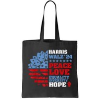 Harris Walz 2024 Peace Love Equality Diversity Hope Lgbt Tote Bag