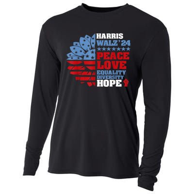 Harris Walz 2024 Peace Love Equality Diversity Hope Lgbt Cooling Performance Long Sleeve Crew