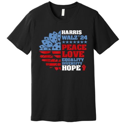 Harris Walz 2024 Peace Love Equality Diversity Hope Lgbt Premium T-Shirt