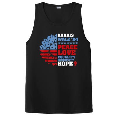 Harris Walz 2024 Peace Love Equality Diversity Hope Lgbt PosiCharge Competitor Tank