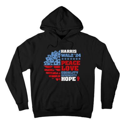 Harris Walz 2024 Peace Love Equality Diversity Hope Lgbt Tall Hoodie